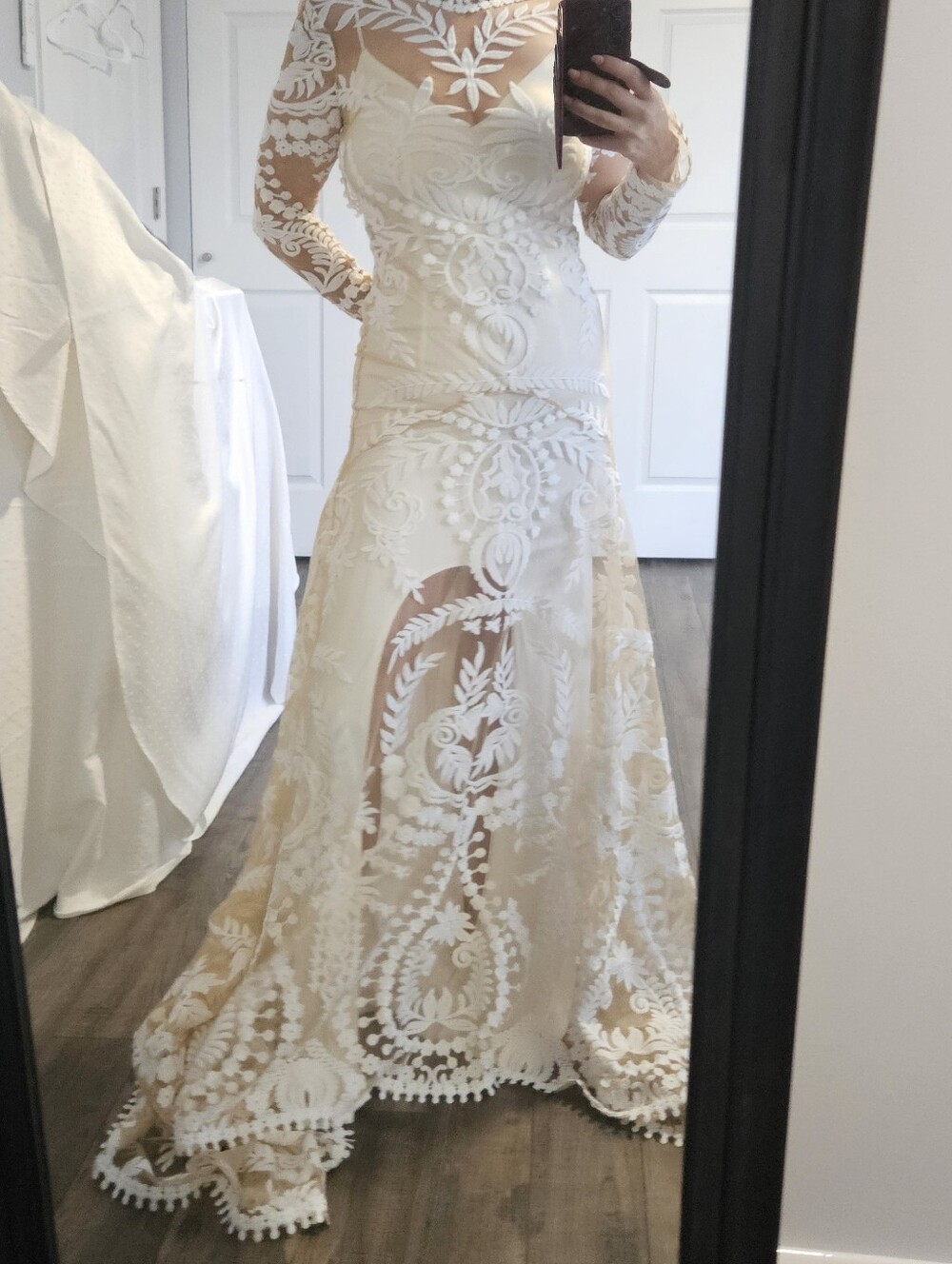 Boho Lace Wedding Dress and Slip - Picture 13 of 15